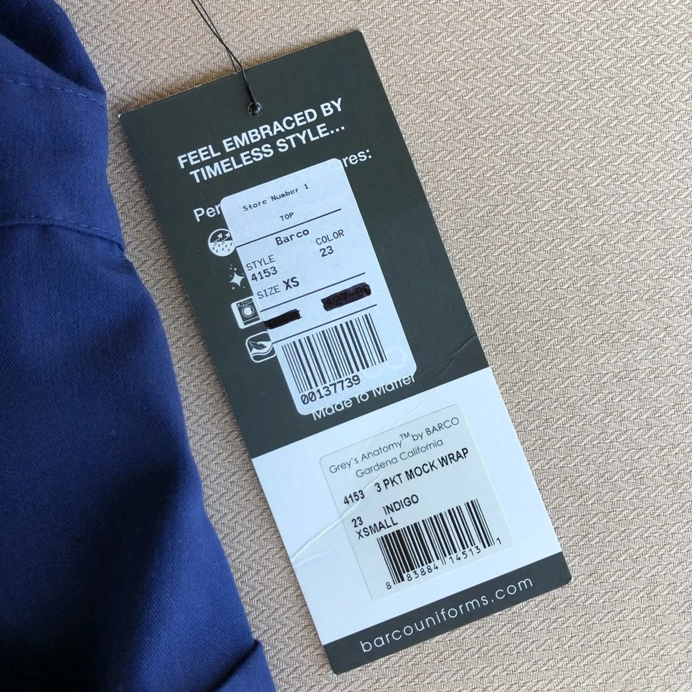 Grey's Anatomy™ by Barco 3-Pocket Modern Fit Mock Wrap Scrub Navy Top XS_13